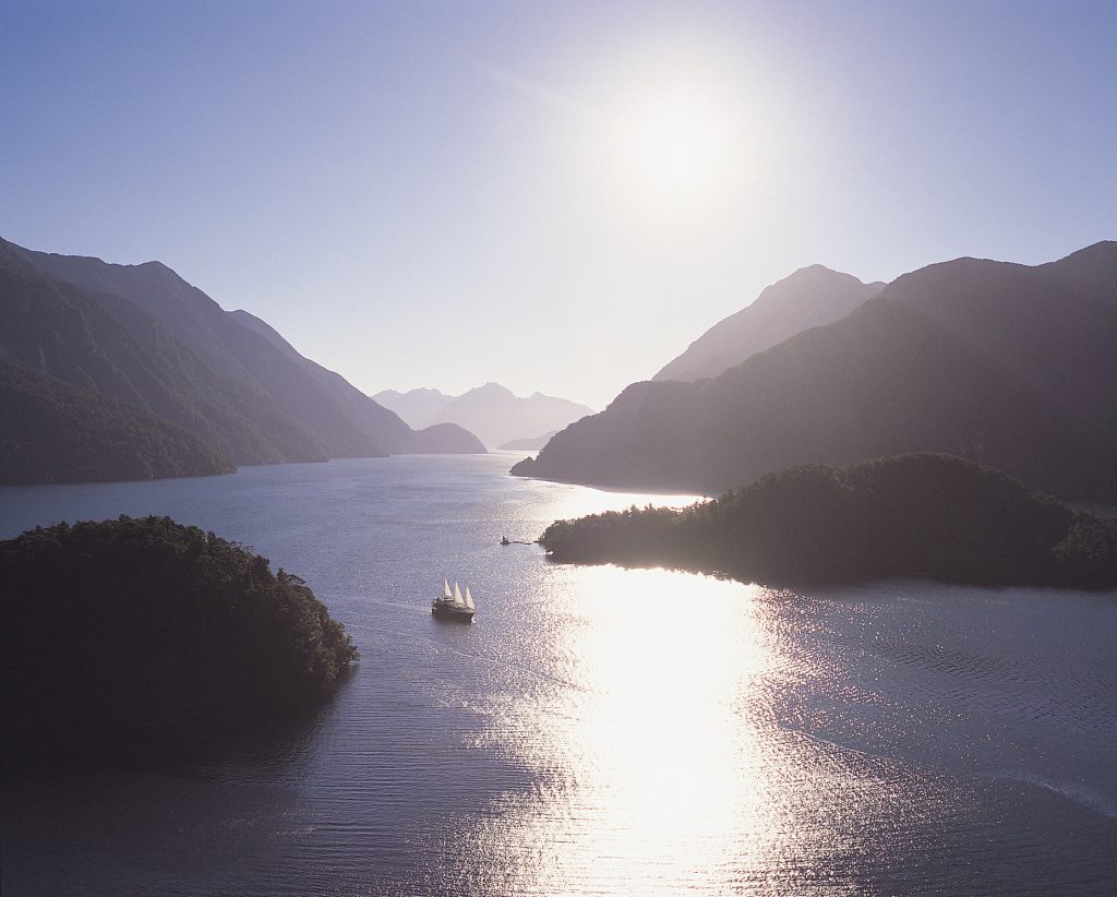 Cruising out on the pristine waters