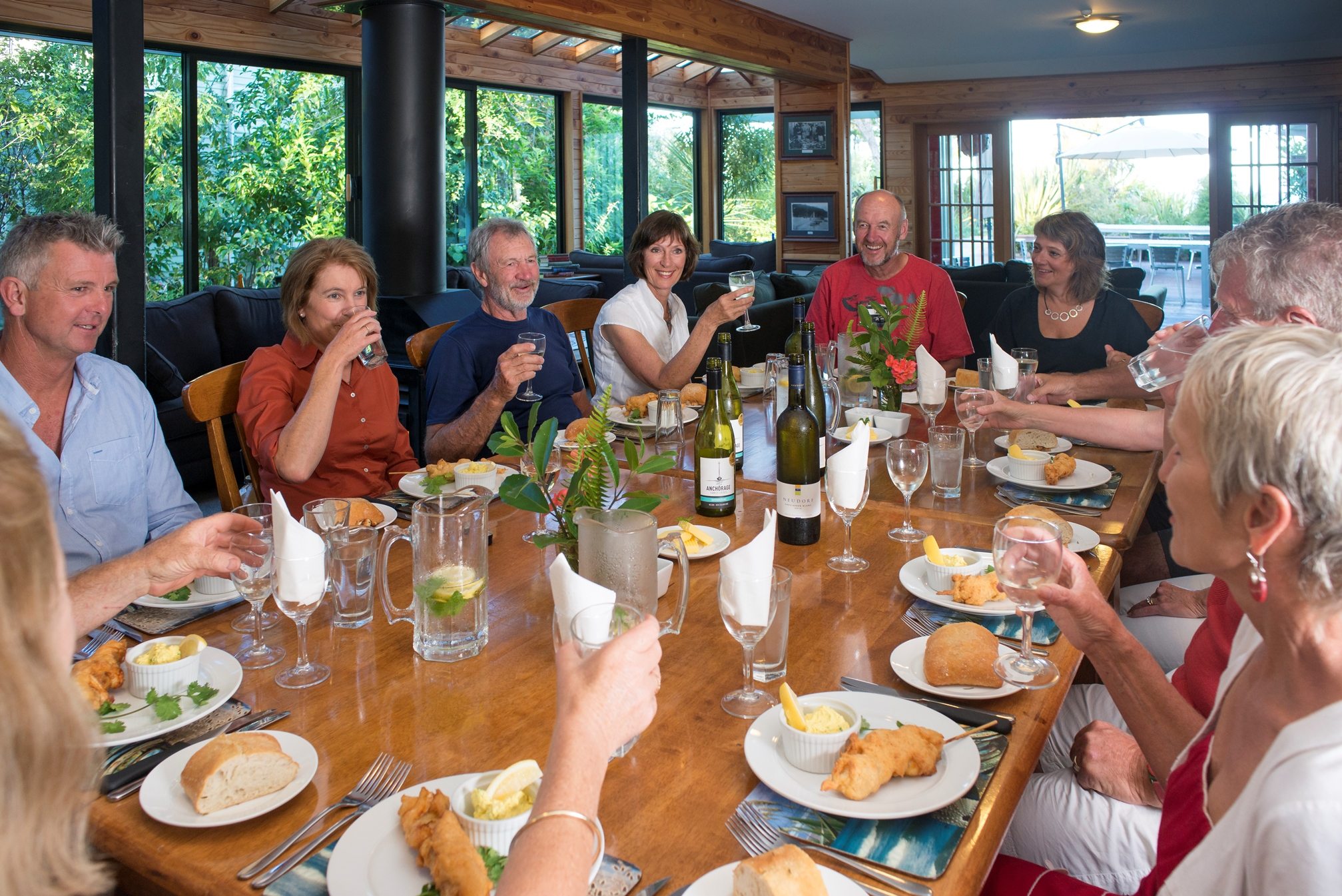 Dinner with new friends at Torrent Bay in the Abel Tasman National Park.