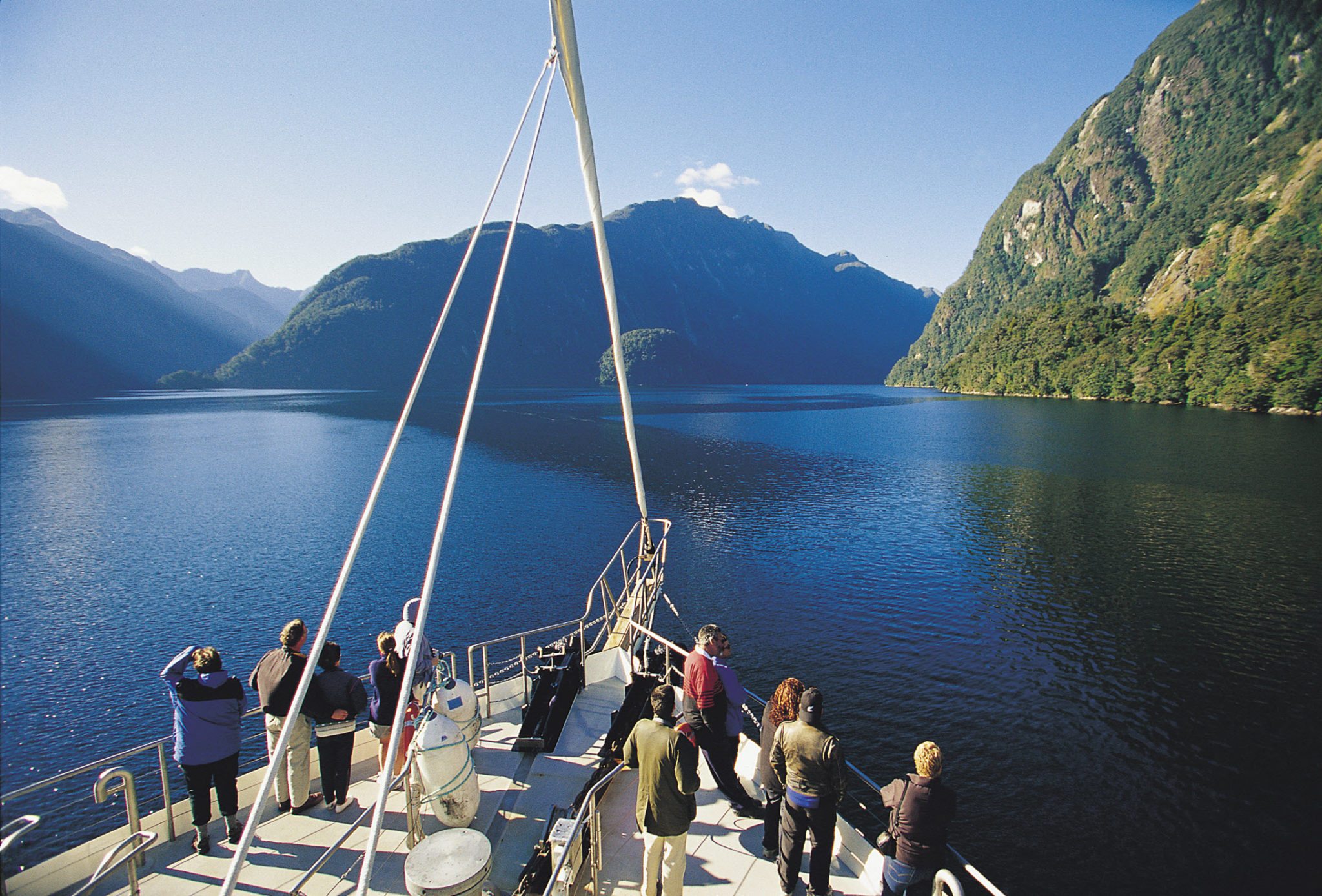 View of the Doubtful Sound from the deck of a cruiseship