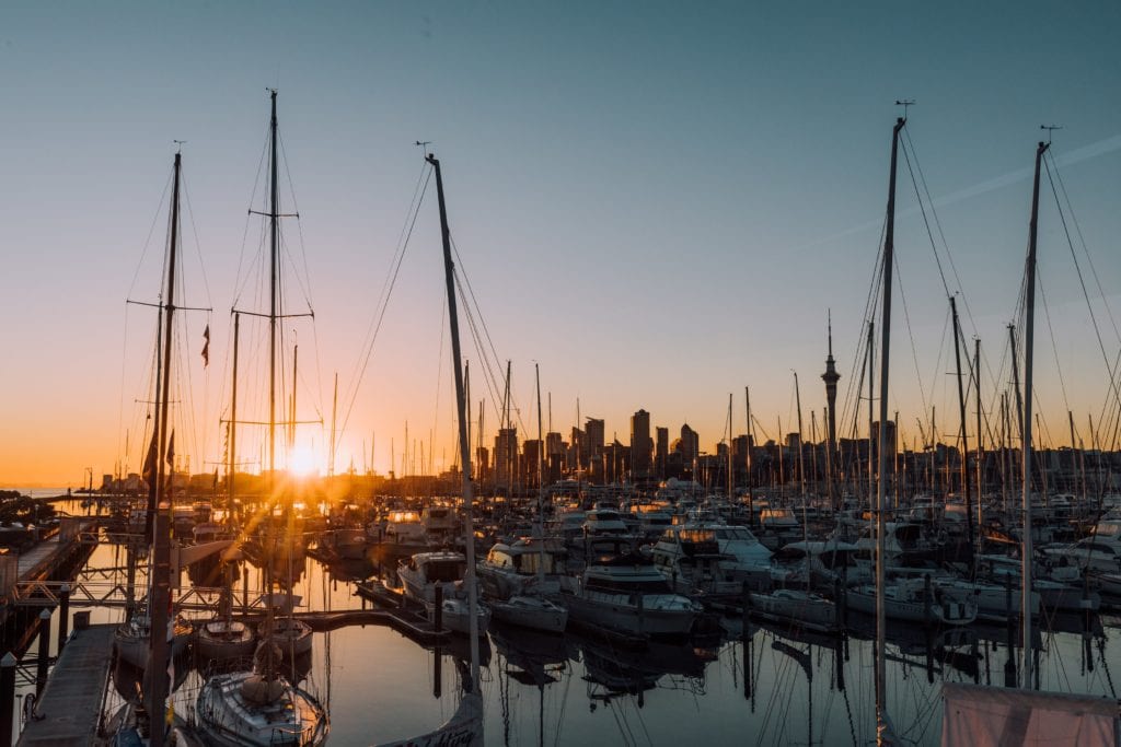 Sunset over Auckland Harbour