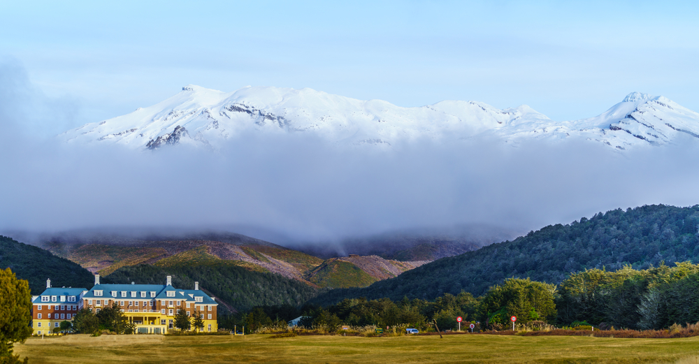 The Chateau Tongariro with its impressive surroundings